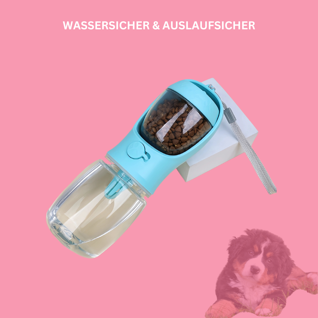 DogBuddy - Die praktische 2-in-1 Flasche für Wasser und Futter